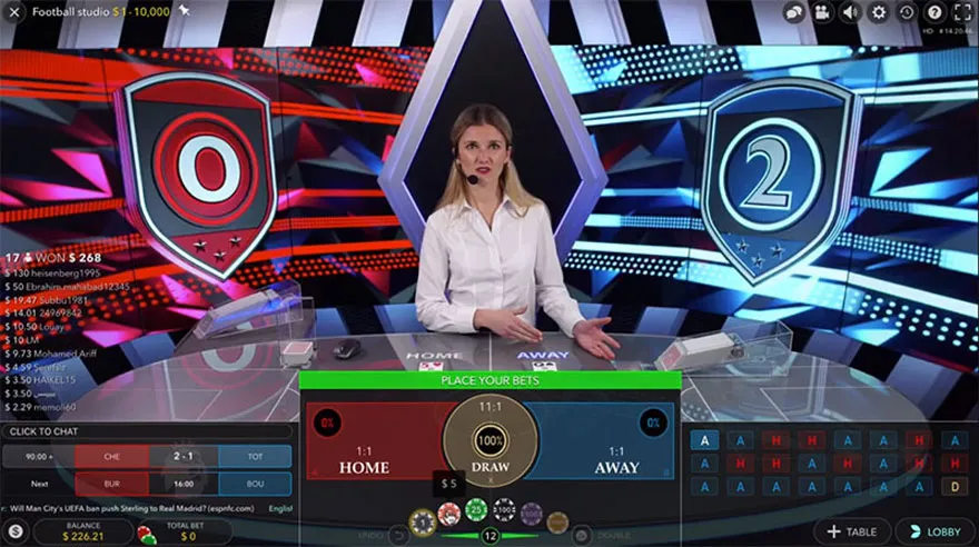 Woman hosting live football betting show